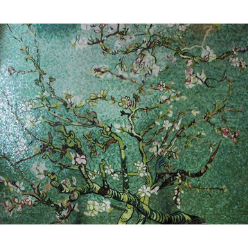 Mosaic Tile Art, Green Tree, 82"x102"