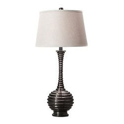 Slender-Neck Ribbed Metal Table Lamp - Table Lamps