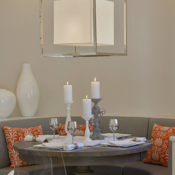 Traditional White Kitchen with Entry way and Family Room