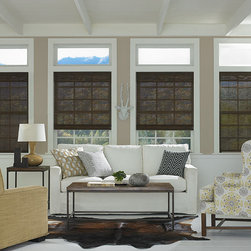 Blinds.com Designer Woven Wood Shades in Caribbean Nutmeg - Roman Shades