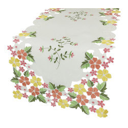 Xia Home Fashions - Fancy Flowers 16"x34" Table Runner, Pink - Table Runners