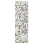 Company C - Almond Blossom Rug, 26x8 - Ethereally elegant, flowering branches of delicate almond blossoms are exquisitely rendered on this opulent hand-knotted original. The soft focus of the design is enhanced by a creamy background with subtle striations of smoky gray. Fine wool yarns in a high knot count give this rug a super-dense pile with a tight softness and a sumptuously smooth surface. Almond Blossom's rich appearance and luxurious hand will enhance any living space. 100% wool.