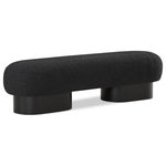 Meridian Furniture - Robertson Boucle Fabric Upholstered Bench, Black, Black Finish - Delve into opulence with this black Robertson boucle fabric bench, a luxurious blend of comfort and timeless style. Draped in sumptuous black boucle fabric upholstery, this handsome bench exudes modern charm, so you can sit in style while pulling on boots or putting on shoes. The bench is adorned with a rich black finish base, enhancing its classic appeal with an art deco design that infuses vintage elegance into your decor in the entryway, bedroom, or living room.