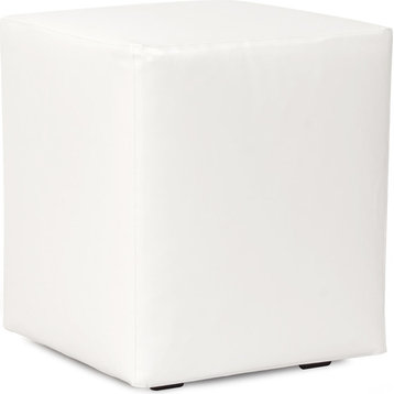 Universal Cube Ottoman With Slipcover, Atlantis White