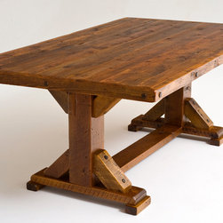 Reclaimed Wood Trestle Dining Table - Dining Tables
