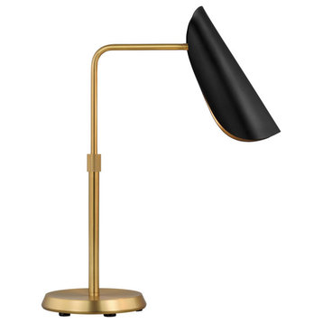 Tresa Table Lamp in Midnight Black And Burnished Brass And Midnight Black by A