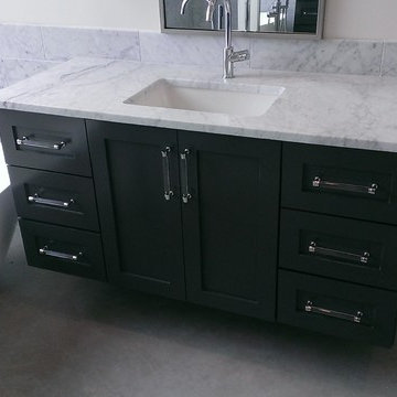 Master Bathroom - 6" x 18" Carrera Marble Showers / Vanity Walls