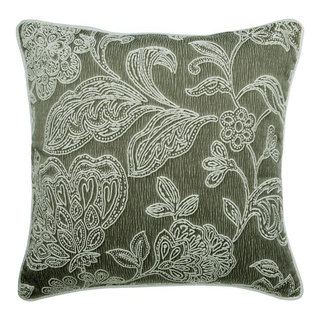 Pillow Decor - Visconti Gray Chenille Throw Pillow 21x21