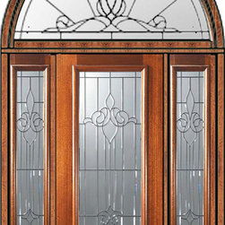 Prehung Sidelights-Transom Door 80 Mahogany Arlington Full Lite Glass - Front Doors