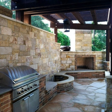 Round Rock - Outdoor BBQ, Fireplace & Privacy Wall