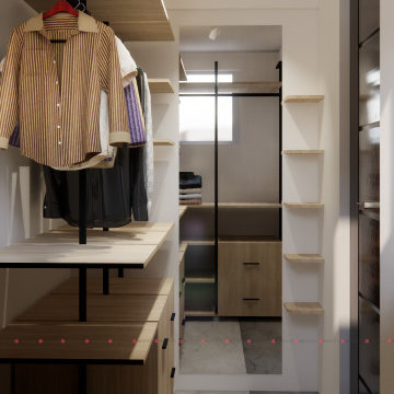 Walk-in Closet with Glass Door Storage