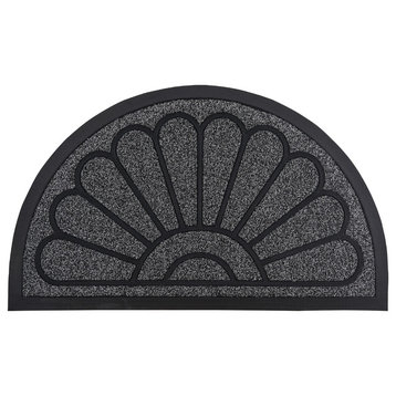 Superio Half Round Non-Slip Natural Sunburst Coir Doormat, 18”x 30”., Grey
