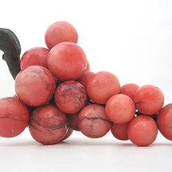 Mid-Century Pink Carved Stone Grapes - SOLD - Decorative Objects And Figurines