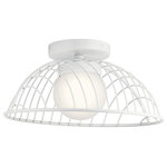 Elan Lighting - Elan Lighting 84096WH Clevo - 18" 11W 1 LED Semi-Flush Mount - A beautiful interpretation of wire sculptures, theClevo 18" 11W 1 LED  White Satin Etched C *UL Approved: YES Energy Star Qualified: n/a ADA Certified: n/a  *Number of Lights: Lamp: 1-*Wattage:11w LED bulb(s) *Bulb Included:Yes *Bulb Type:LED *Finish Type:White