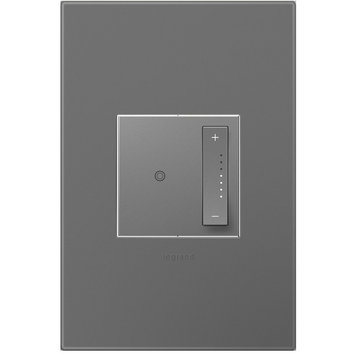 Adorne sofTapTM Dimmer Switch, Tru-Universal and Magnesium Wall Plate