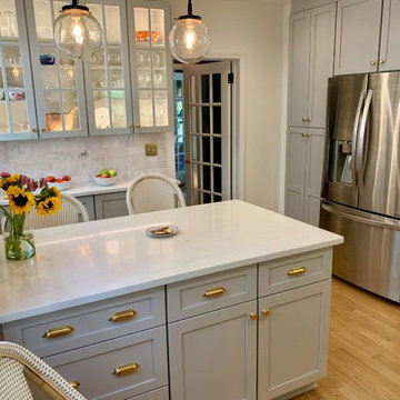 Custom Floating Shelves, Farm Sink conversion, Custom Painted Cabinets