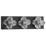 Mitzi by Hudson Valley Lighting - Shea 3-Light Bath Bracket Old Bronze - The flower power revival has arrived in Shea's sunny form. A steel backplate anchors the design, finished in either aged brass, polished nickel, or old bronze for a touch of glamour. Delicate glass blooms house clear bulbs, allowing light to shine brilliantly in all directions. The Shea wall light collection is comprised of bath and vanity lights and flush mounts. Install the flush mount in a petite powder room for a sweet surprise.