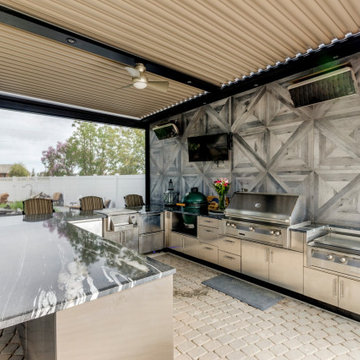 Freestanding Adjustable StruXure Pergola with Outdoor Kitchen