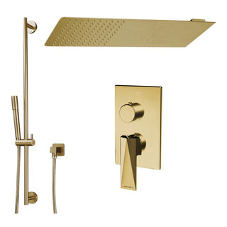 Fontana Balsamo Gold In-Wall Thermostatic Mixer Bathroom Shower System, Wall Mixer With Overhead Shower, Bathroom Wall Mixer Price