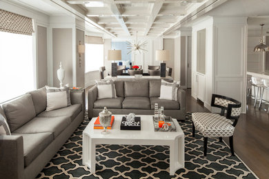 Example of a mid-sized transitional living room design in New York