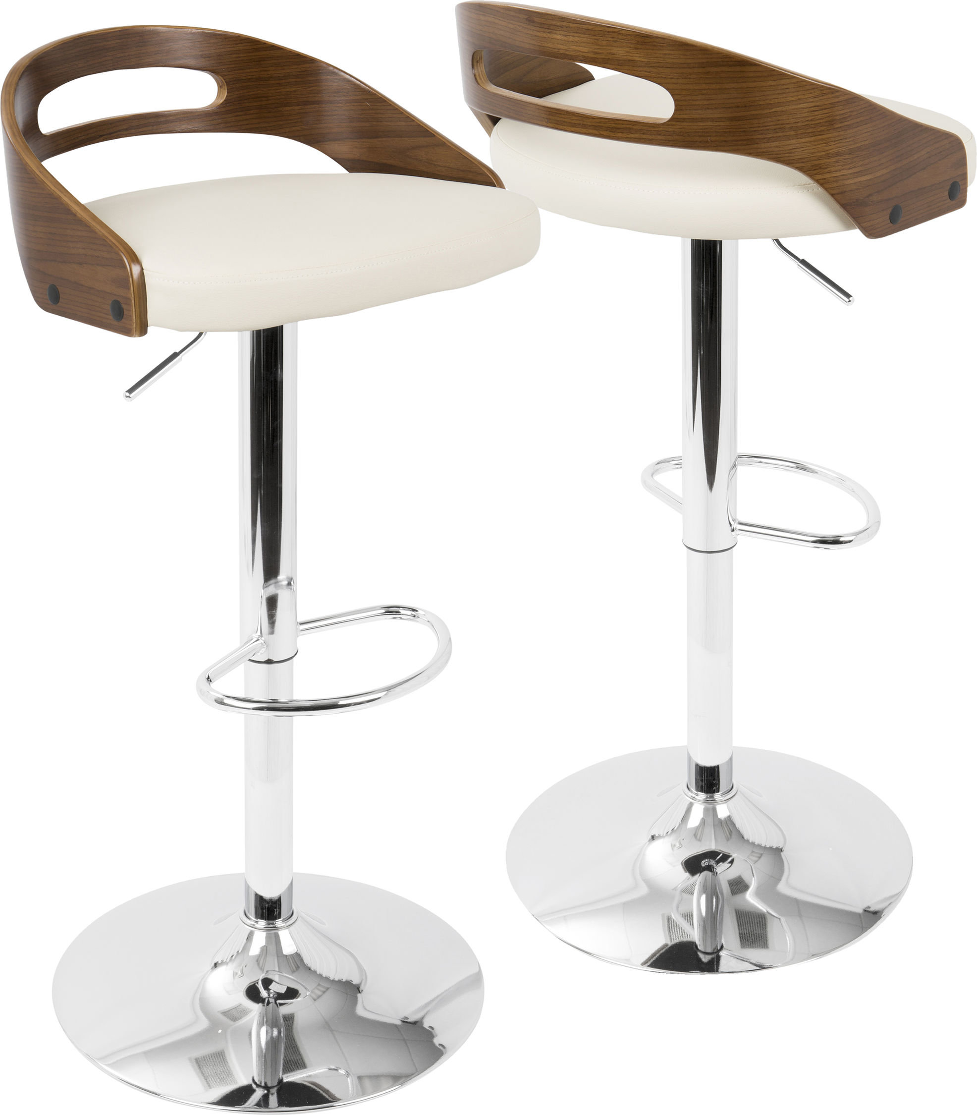 LumiSource Cassis Adjustable Height Barstool With Swivel, Walnut/Cream