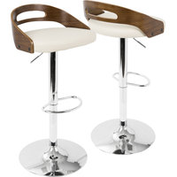 LumiSource Cassis Adjustable Height Barstool With Swivel, Walnut/Cream