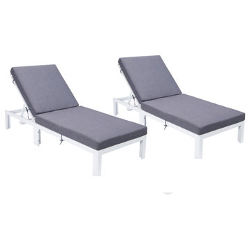 Chelsea White Patio Chaise Lounge Chairs, 2-Piece Set, Blue