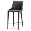 Jillian Black with White Piping Leatherette Counter Stool Stainless Steel Base