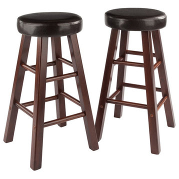 Winsome Maria 25.6" Solid Wood Counter Stool in Espresso and Walnut (Set of 2)