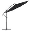 CorLiving 9.5ft Offset Black Fabric Patio Umbrella and Base Weight