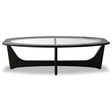 Glass Top Black Wooden Coffee Table | Liang & Eimil Sculpto