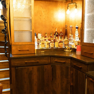 Rustic Entertainment Space with Home Bar