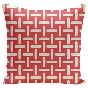Geometric Decorative Outdoor Pillow, Coral, 18"x18"