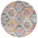 Tayse - Beatrice Transitional Geometric Pink Round Area Rug, 8' Round - This lacey design will exalt any style of decor to a greater level. Ogee pattern rug with floral motifs for an overall brocade effect.