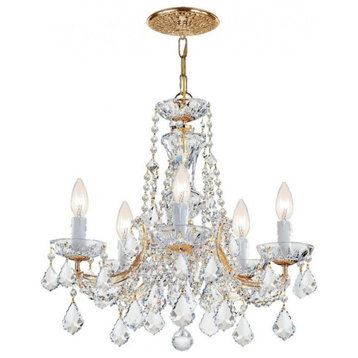 Maria Theresa 5 Light Clear Crystal Gold Mini Chandelier