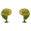 Manhattan Comfort Curl Chrome/Wool Blend Swivel Chair, Green, Set of 2