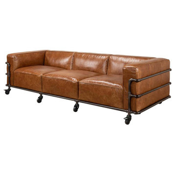 British Industrial Leather Sofa