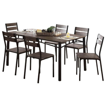 7-Piece Dining Table Set, Antique Brown and Black