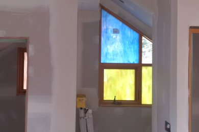 Complex home interior drywall installation