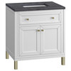 Chicago 30" Single Vanity, Glossy White, 3CM Charcoal Soapstone Top