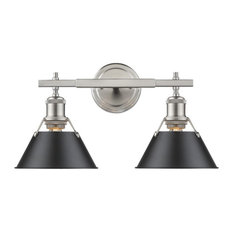 Golden Lighting Orwell 2-Light Bath Vanity, Pewter, Black