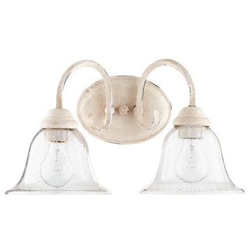 QUORUM 5110-2-170 Spencer 2-Light Vanity Light, Persian White with Clear Seeded
