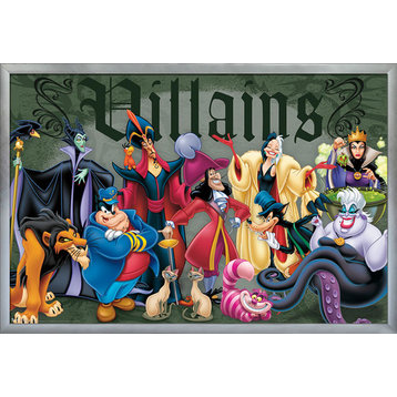 Disney Villains Poster, Silver Framed Version