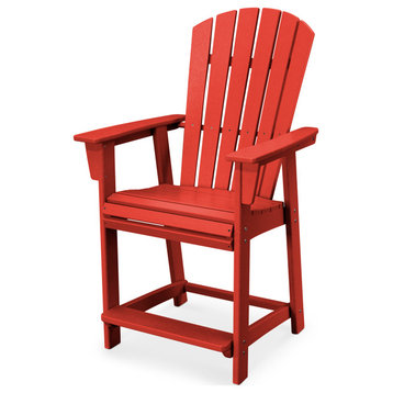 POLYWOOD Nautical Adirondack Counter Chair, Sunset Red