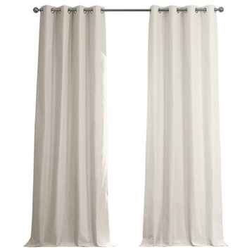 Fable Beige Dune Textured Blackout Cotton Grommet Curtain Single Panel, 50Wx84L