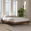 Jacob Mid-Century Modern Walnut Brown Solid Wood Bed Frame, Full