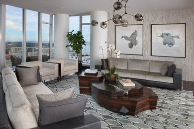 Living room - contemporary formal living room idea in Tampa with beige walls