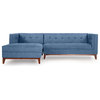 Harrison Midcentury Twil Sofa Chaise Sectional, Blue Curacao, Left Facing