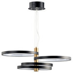 ET2 Lighting - ET2 Lighting Hoopla LED Pendant, Black and Gold - Rings of various sizes finished in Black are supported from a column of soft Gold. This European classic is a soft contemporary design which works in today's home decor.