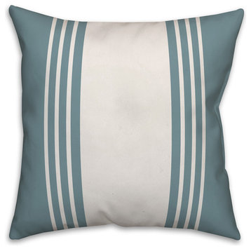 Sea Glass and White Farmhouse Stripe 16x16 Throw Pillow